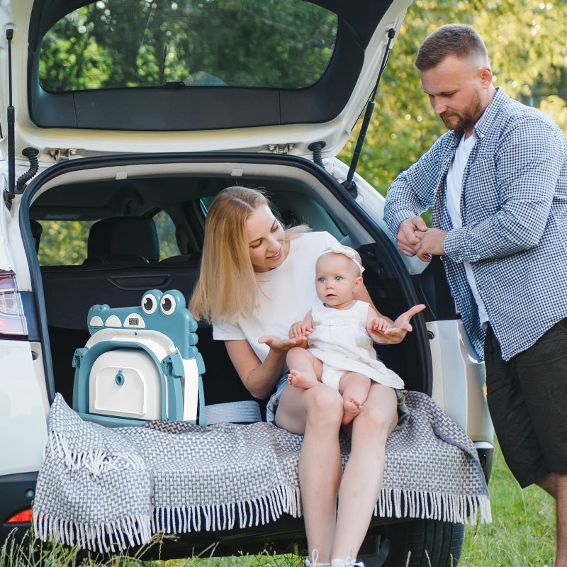 MoreFeel Collapsible Baby Bathtub for Newborn with Thermometer & 1 Hooded Towel & 1 Soft Floating Cushion,Portable Travel Bathtub with Drain Hole, Durable Foldable Baby Tubs for Infants to Toddler - Image 4