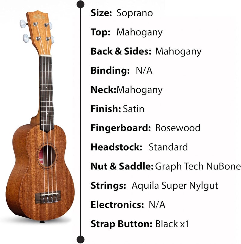 Kala KA-15S Mahogany Soprano Ukulele Bundle with Hard Case, Tuner, Strap, Fender Play, Austin Bazaar Instructional DVD, and Polishing Cloth - Image 5