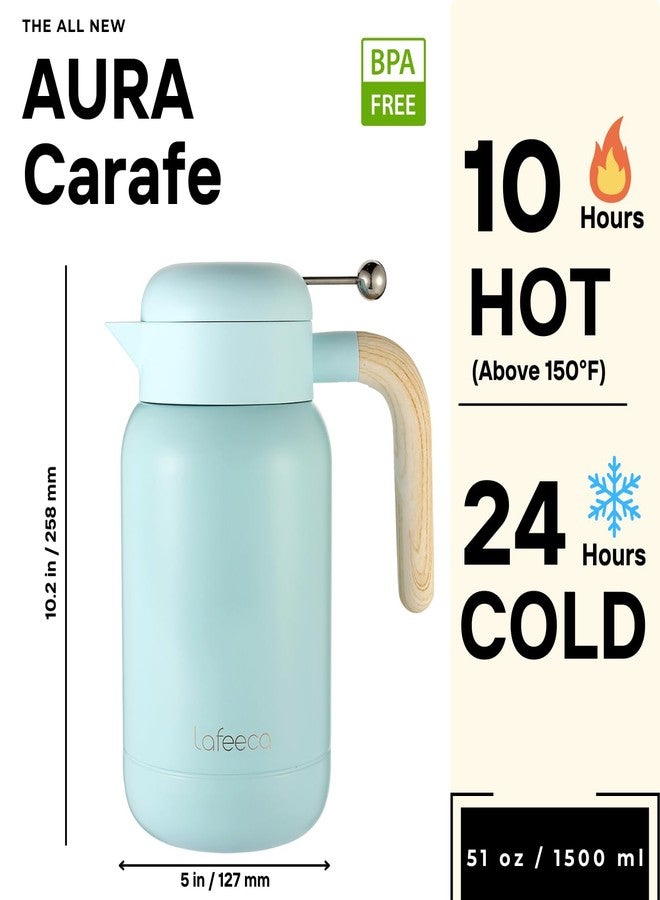 LAFEECA Aura Thermal Coffee Carafe Tea Pot for Keeping Hot & Iced Cold - Vacuum Insulated - Thermos Water Pitcher - Beverage Dispenser - Cool Touch Handle & Lid - BPA Free - 1.5 Liter - Blue - Image 2