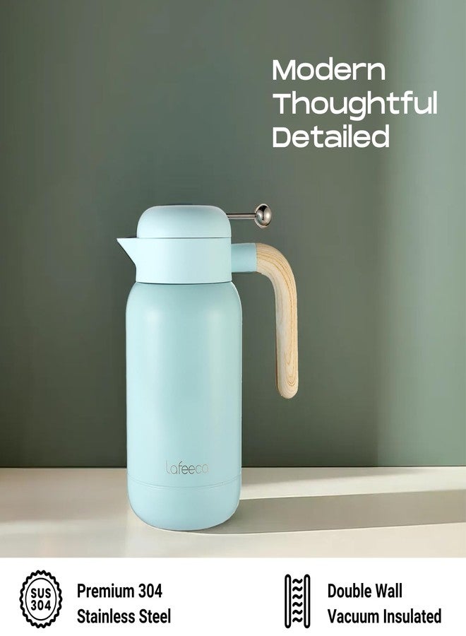 LAFEECA Aura Thermal Coffee Carafe Tea Pot for Keeping Hot & Iced Cold - Vacuum Insulated - Thermos Water Pitcher - Beverage Dispenser - Cool Touch Handle & Lid - BPA Free - 1.5 Liter - Blue - Image 3
