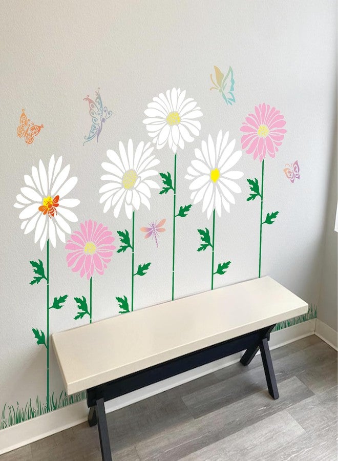 Yhliua Large Fence Flower Stencils for Painting on Wood Jumbo Sunflower Floral Butterfly Fence Stencils for Outdoors Garden Walls Lace Crafts Reusable Home Canvas Furniture Paper (fence8) - Image 3