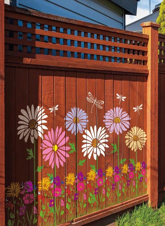 Yhliua Large Fence Flower Stencils for Painting on Wood Jumbo Sunflower Floral Butterfly Fence Stencils for Outdoors Garden Walls Lace Crafts Reusable Home Canvas Furniture Paper (fence8) - Image 5