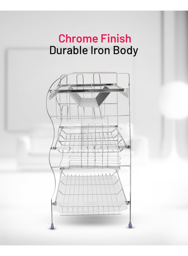 ديلكاسا رف أطباق مثبت على الحائط من 3 طبقات ، لوح استنزاف PP DC2093 - Image 2