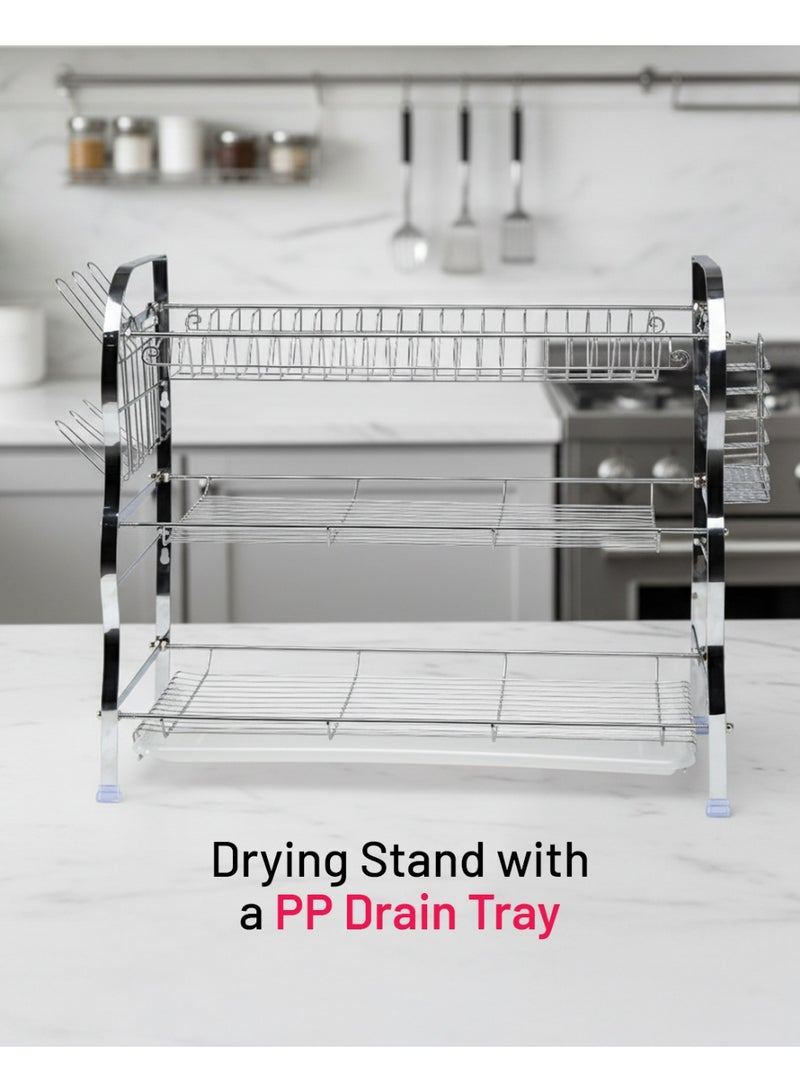 ديلكاسا رف أطباق مثبت على الحائط من 3 طبقات ، لوح استنزاف PP DC2093 - Image 4