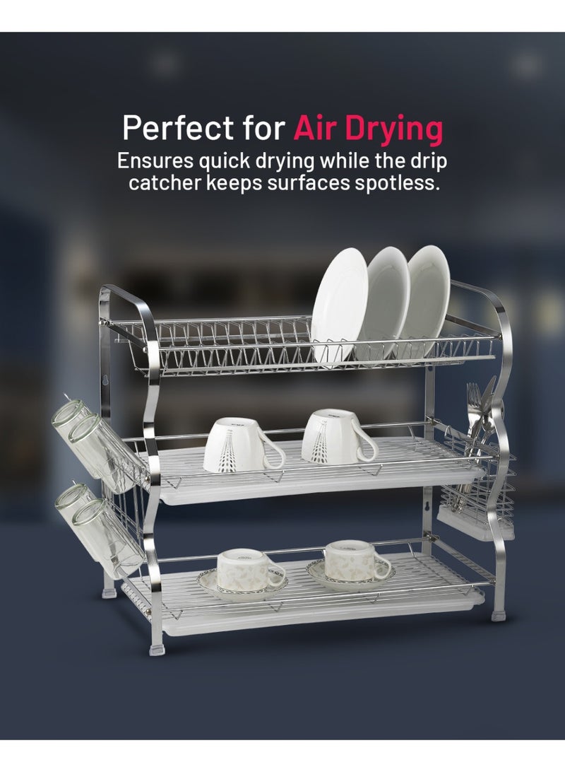 ديلكاسا رف أطباق مثبت على الحائط من 3 طبقات ، لوح استنزاف PP DC2093 - Image 5