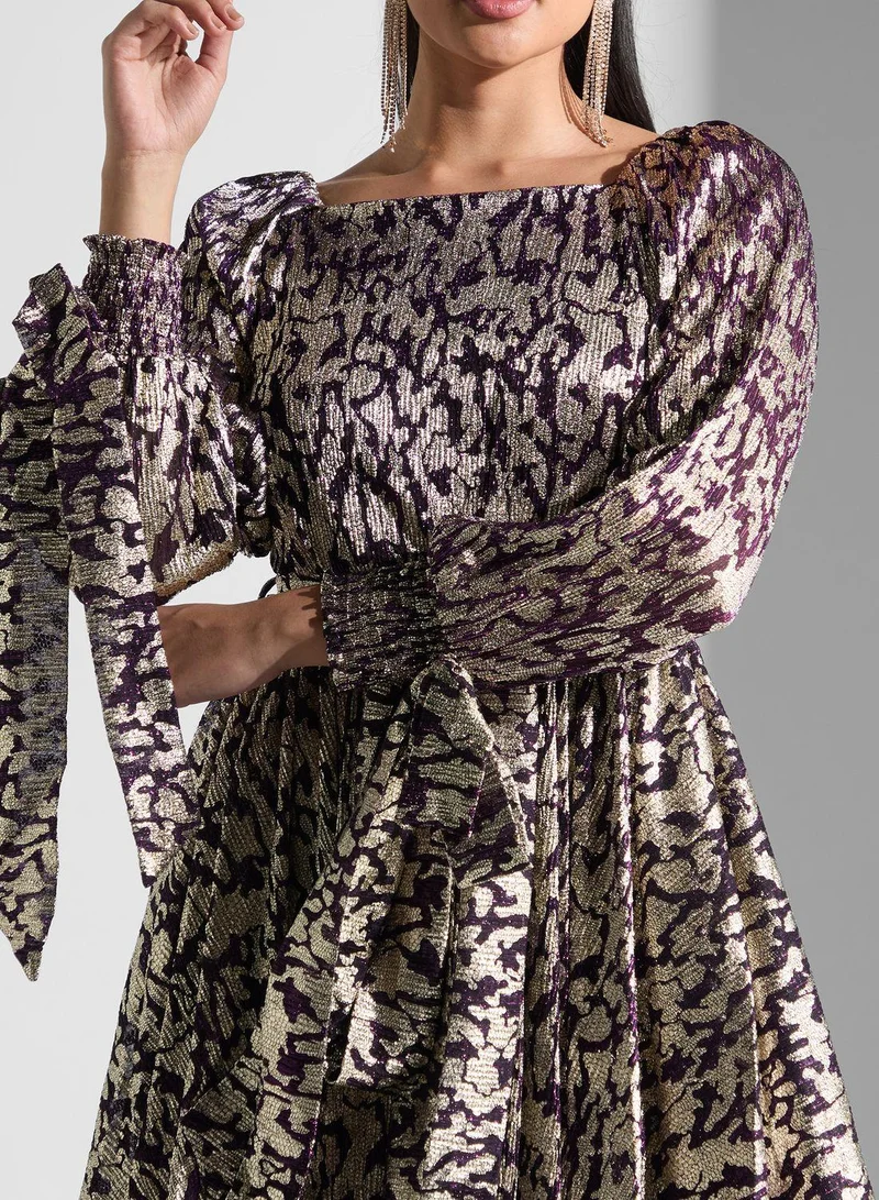 Golden Apple Square Neck Tie Detail Dress