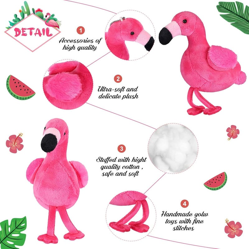 Luckam 6 Pcs Mini Flamingo Plush Toys - 5.5 Inch Keychain Stuffed Dolls & Hanging Ornaments for DIY, Birthday & Party Favors (Rose Red) - Image 2