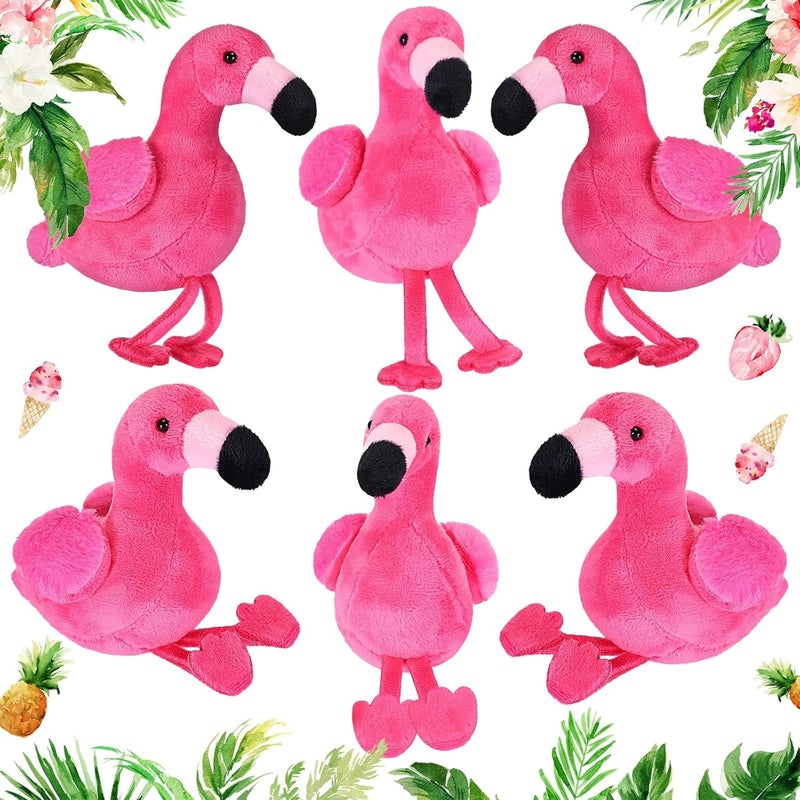 Luckam 6 Pcs Mini Flamingo Plush Toys - 5.5 Inch Keychain Stuffed Dolls & Hanging Ornaments for DIY, Birthday & Party Favors (Rose Red) - Image 1