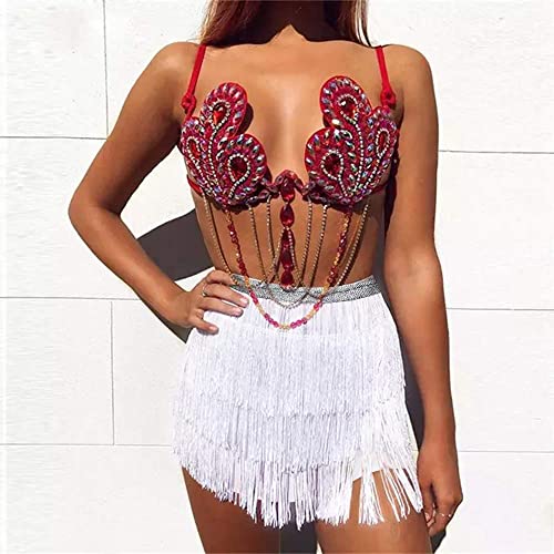 Fairycece Rave Clothes Outfits Women White Fringe Skirt Tassel Space Cowgirl Costume Cowboy Outfit - Image 3