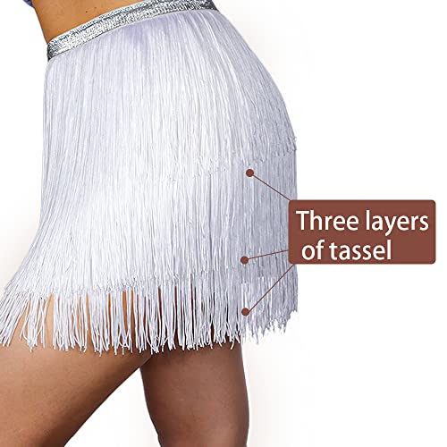 Fairycece Rave Clothes Outfits Women White Fringe Skirt Tassel Space Cowgirl Costume Cowboy Outfit - Image 4