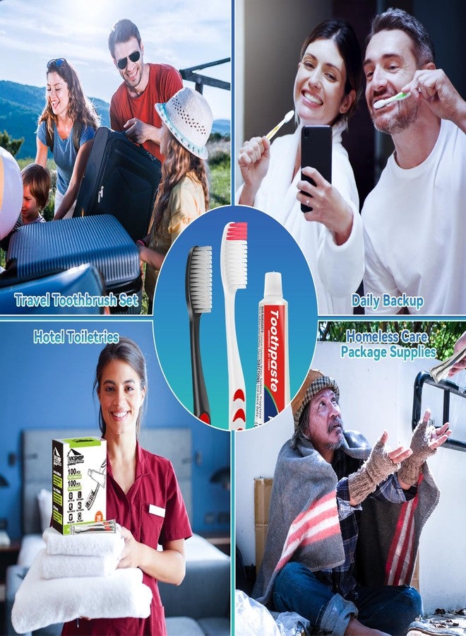 VKshop 100 Pack Disposable Toothbrush with Toothpaste Set, Individually Wrapped Travel Toothbrushes for Adults & Kids, Portable Soft Bristle Kit for Camping, Hotel, Emergency Use (Black, 5g - Image 5