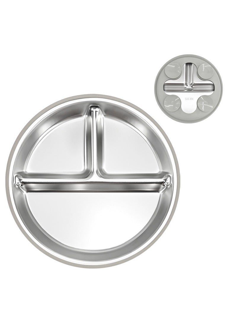 general Stainless Steel Toddler Plate with Suction, 8” Divided Plates with Removable Silicone Sleeves for Baby, Non Toxic Unbreakable Kids Snack Dishes Set - Image 1