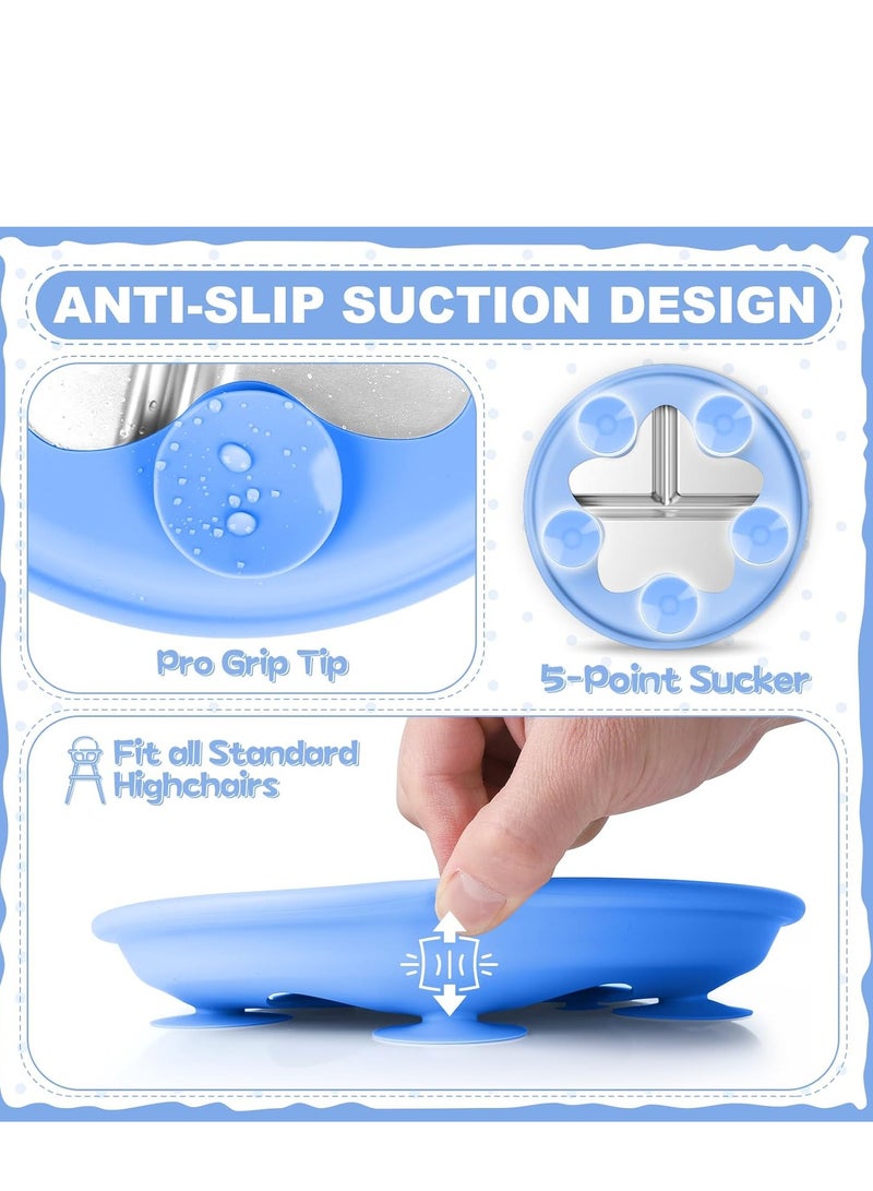 general Stainless Steel Toddler Plate with Suction, 8” Divided Plates with Removable Silicone Sleeves for Baby, Non Toxic Unbreakable Kids Snack Dishes Set - Image 3