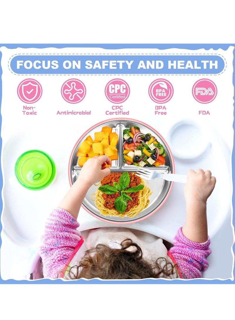 general Stainless Steel Toddler Plate with Suction, 8” Divided Plates with Removable Silicone Sleeves for Baby, Non Toxic Unbreakable Kids Snack Dishes Set - Image 4