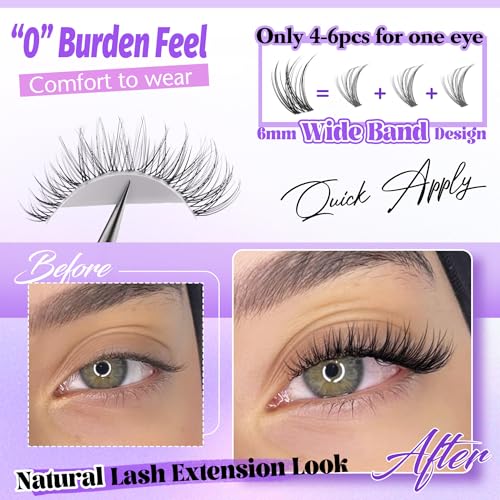 ALICE Natural Lash Clusters Lash Extensions Invisible Band Waterproof 8-16mm Cluster Eyelash Extensions Wispy Eyelash Clusters Individual Lashes Cluster Lashes - Image 4