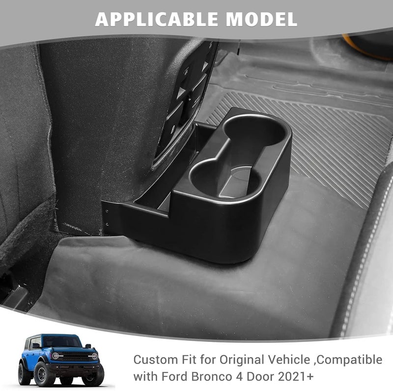 Jimen Rear Dual Cup Holder Organizer for Ford Bronco 4 Door (2021-2023) - Image 2