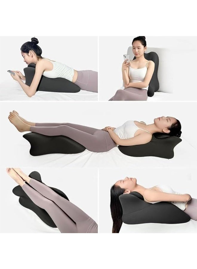 YOUWE7 Adult Memory Foam Ergonomic Wedge Prone Pillow, Bed Pillow for Sitting Up, Back Neck and Leg Pain Relief Anti Snoring for Massage, Reading, Sleeping, with Removable Washable Cover (Black) - Image 2