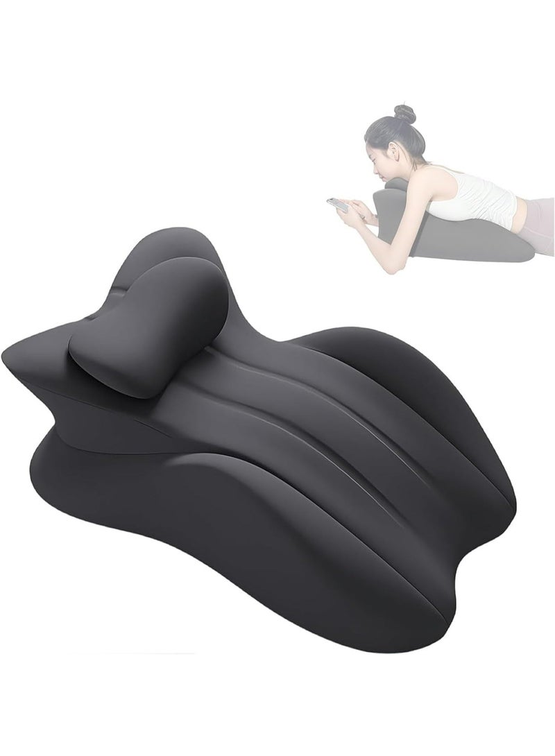 YOUWE7 Adult Memory Foam Ergonomic Wedge Prone Pillow, Bed Pillow for Sitting Up, Back Neck and Leg Pain Relief Anti Snoring for Massage, Reading, Sleeping, with Removable Washable Cover (Black) - Image 1