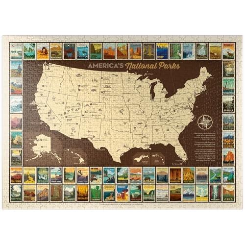 MyPuzzle.com MyPuzzle 63 National Parks Map of USA Premium 1000 Piece Jigsaw Puzzle for Adults - Image 1