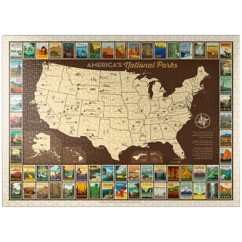 MyPuzzle.com MyPuzzle 63 National Parks Map of USA Premium 1000 Piece Jigsaw Puzzle for Adults - Image 3