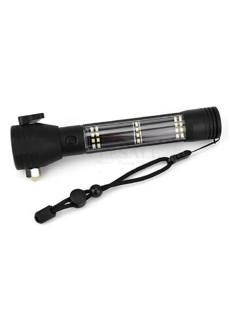 AMM 8 in 1 Flashlight with Compass Multi Function Outdoor Car LED Flashlight Ultra Bright Torch Light with Safety Hammer  - Image 4