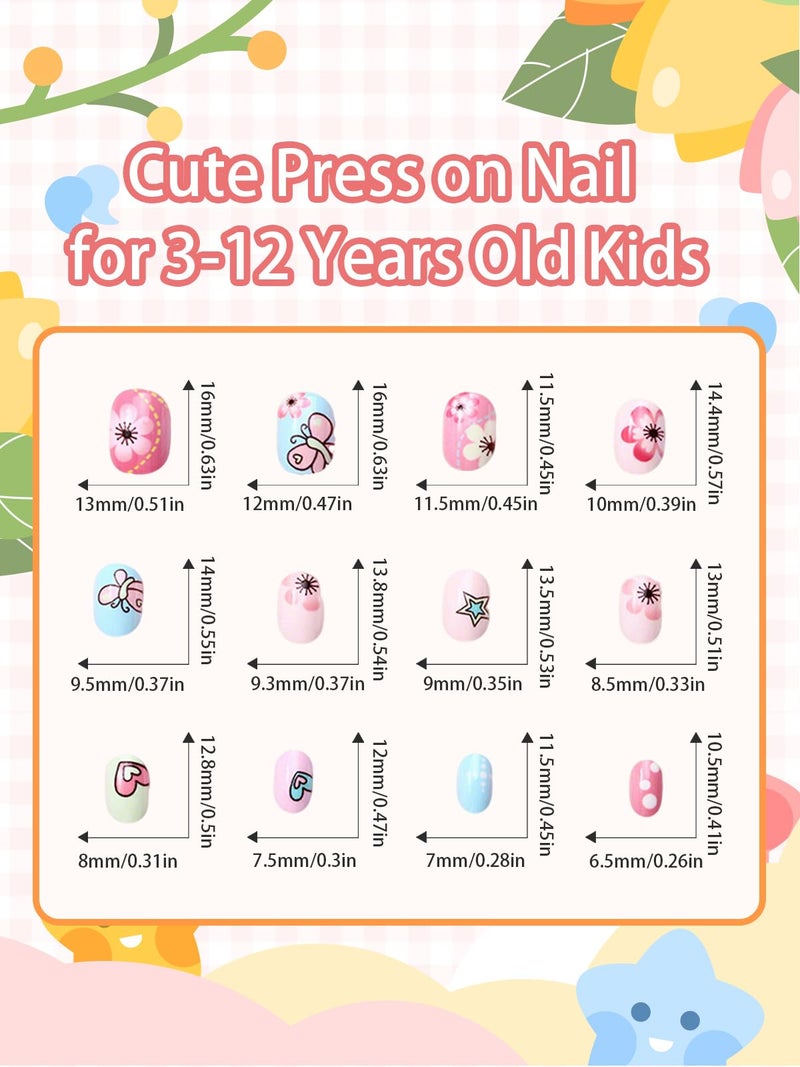 Wsimily 120Pcs Press on Nails for Kids, Wsimily Colorful Short Fake Nails for Children, Acrylic Full Cover False Nails, Fun and Safe Nail Art Kits for Girls with Jelly Nail Adhesives - Image 2