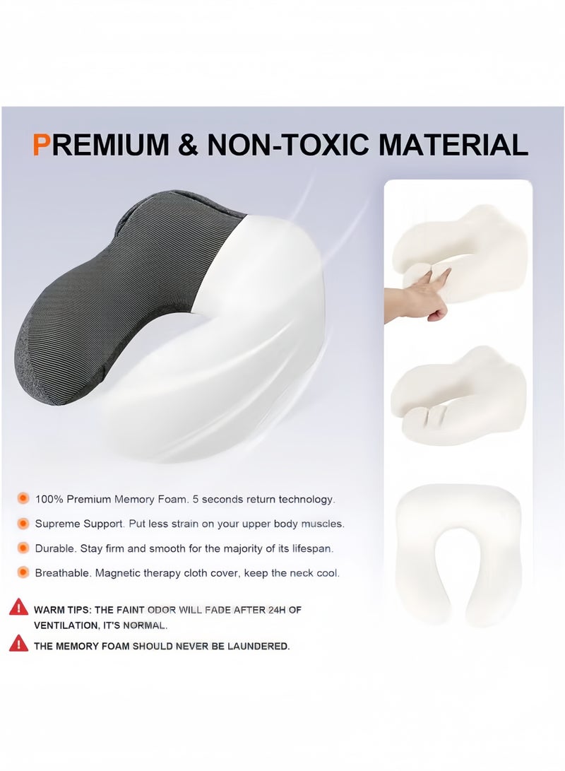 U-Shaped Pillow With Cap,Travel Storage Portable Memory Cotton Hooded Multifunctional Neck Pillow,Travel Pillow, Velvet Memory Foam Neck Pillow for Travel with Hood for Airplane, Adult Head & Neck Support,Portable Pillow,for Airplane Nap Travel Sleep (Light Grey) - Image 5