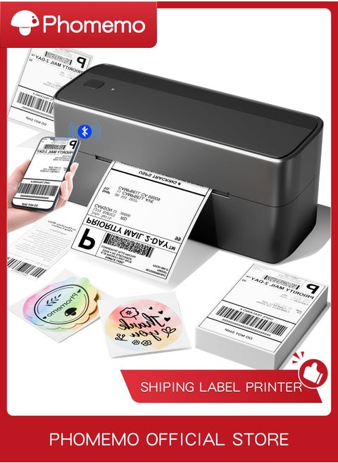 241-BT Bluetooth Thermal Label Printer,  Wireless Shipping Label Printer for Small Business, Label Printer for Shipping Packages, Compatible with iPhone, Android .It contains 10 sheets of 4X6" white paper.(Black)