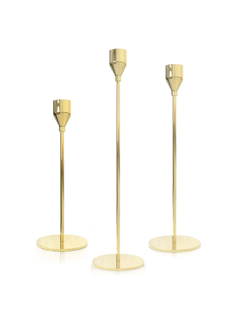 KASTWAVE Candlestick Holders for Taper Candles, Set of 3 Taper Candle Holders for Candlesticks, Ideal for Home Décor, Wedding, Birthday Party, Date Night, Dinning or Other Special Occasions (Rose Gold)  - Image 1