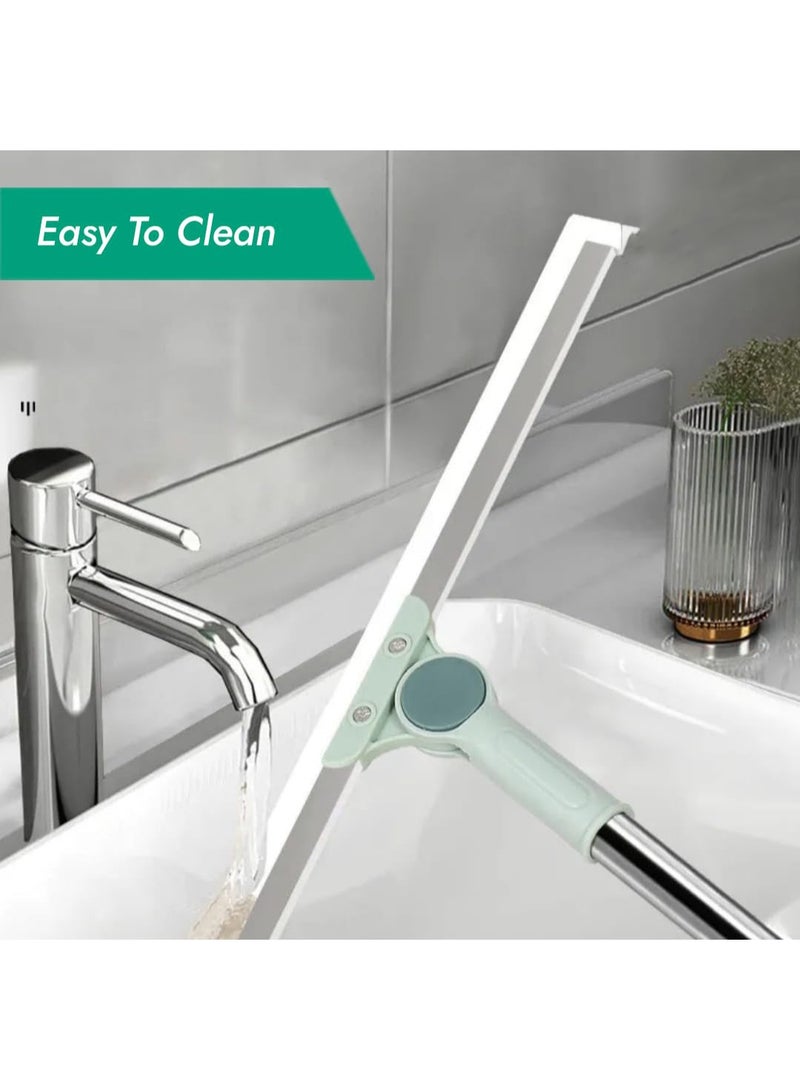 49cm Silicone Head Heavy Duty Squeegee and Mop 180° with Adjustable Handle, 74-120cm Pole, Stainless Steel- - Image 2