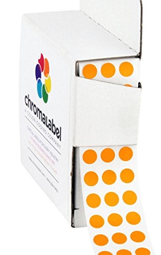ChromaLabel 1/4 Inch Circle Sticker Labels, Easy to Write on Colored Dot Stickers with Handy Dispenser, Round Color Coding Labels - 1000 Sticky Dots, Orange Stickers - Image 1