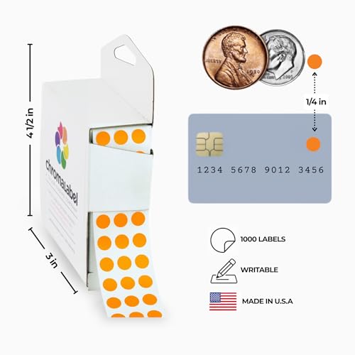 ChromaLabel 1/4 Inch Circle Sticker Labels, Easy to Write on Colored Dot Stickers with Handy Dispenser, Round Color Coding Labels - 1000 Sticky Dots, Orange Stickers - Image 4