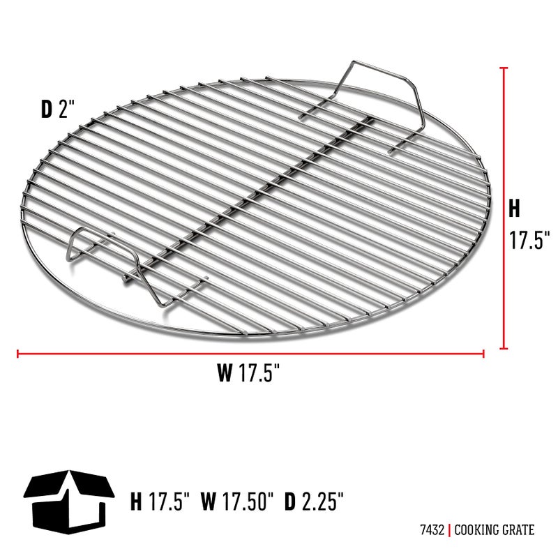 Weber Cooking Grate, 17.5 inches, Heavy Duty Plated Steel - Image 2