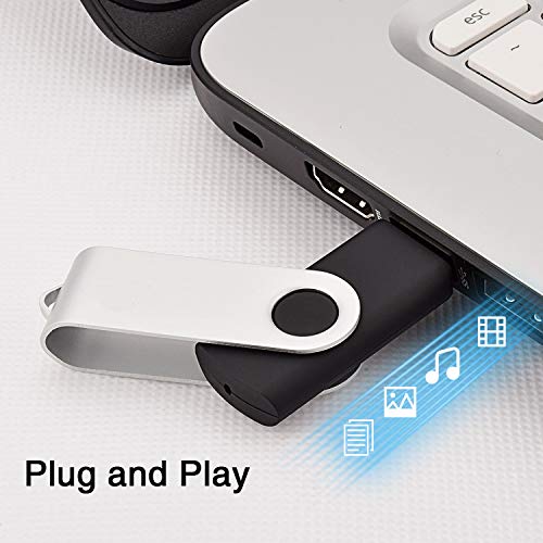 KOOTION 10PCS 2GB USB Flash Drives USB 2.0 Flash Drives Memory Stick Fold Storage Thumb Drive Pen Swivel Design Black - Image 5