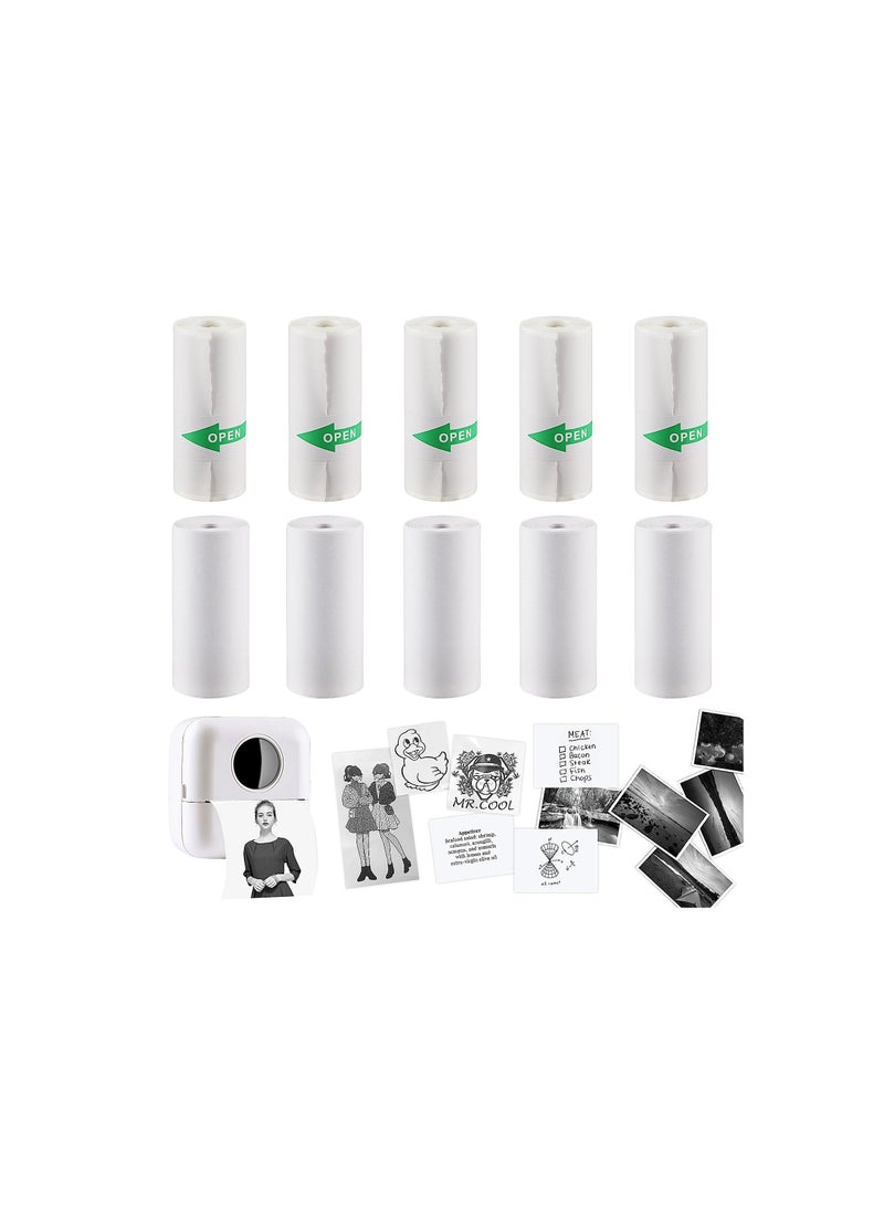 Generic Thermal Inkless Printing Paper, for Mini Sticker Receipt Printer, Portable Bluetooth Pocket Printer, Including 5 Rolls of Adhesive Thermal Paper for Photo Journal Notes Memo-57x25mm(10 Rolls )  - Image 1