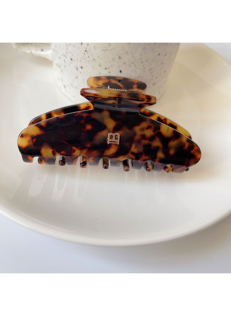 Generic Korean Letter B Arc Hair Claw Premium Acetate Sweet Versatile Leopard print-9cm * 4cm 22g