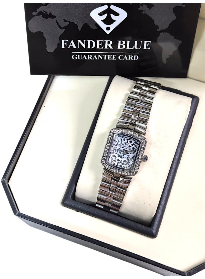 فاندر بلو ساعة يد انيقة رسمية للنساء انالوج بعقارب وحركة كوارتز من الستانلس ستيل ومقاومة للماء - Image 3