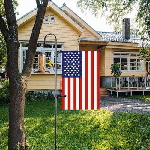 Akeydeco Garden Flag Stand and Shepherd Hook,48 Inch Garden Flag Pole Holder with one Tiger Clip and two Spring Stoppers for Bird-Feeder Lantern Plant-Hook Garden-Stake Seasonal Flags - Image 2