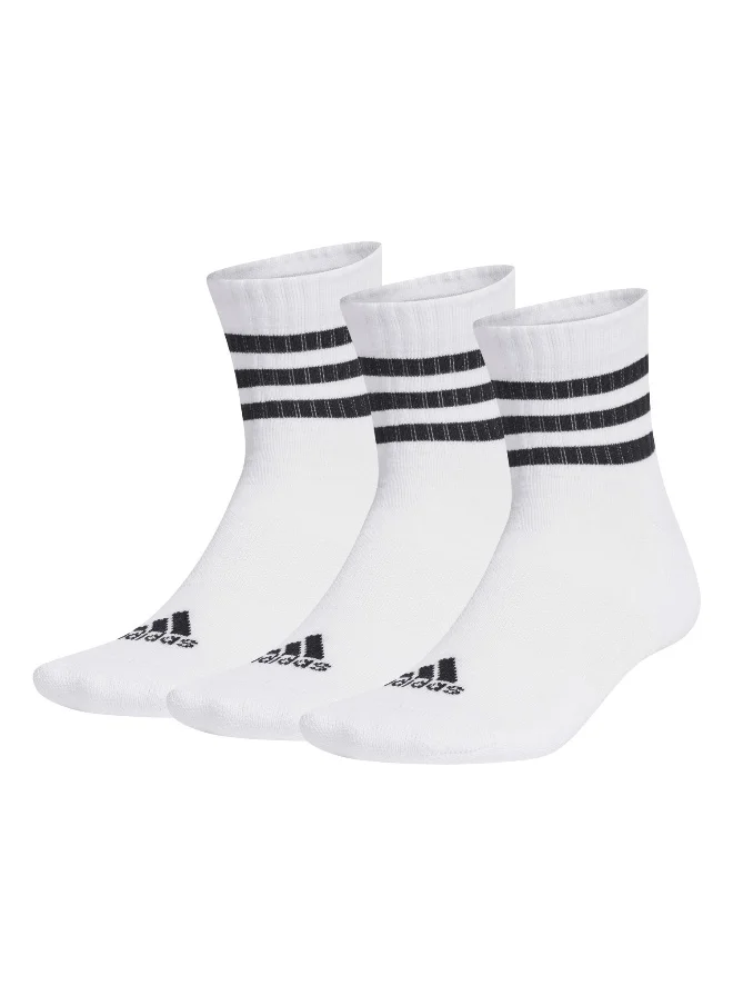 Adidas adidas 3 stripes cushioned sportswear mid cut pair pack unisex ankle socks