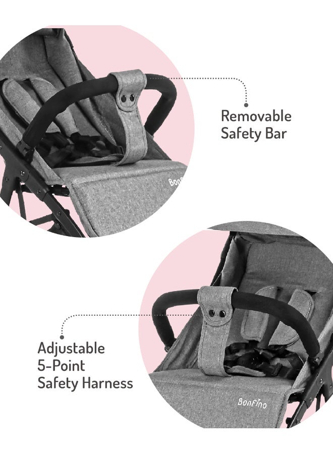 Bonfino Aero Lite Baby Cruiser Stroller, 5 Point Safety Harness, Single Hand Fold, Swivel Wheels, 0 to 4 Years, 100 x 41 x 70 cm - Grey - Image 5