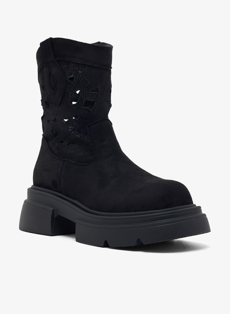 جينجر بوت تشيلسي بكعب عريض مقصوص بالليزر - Image 2