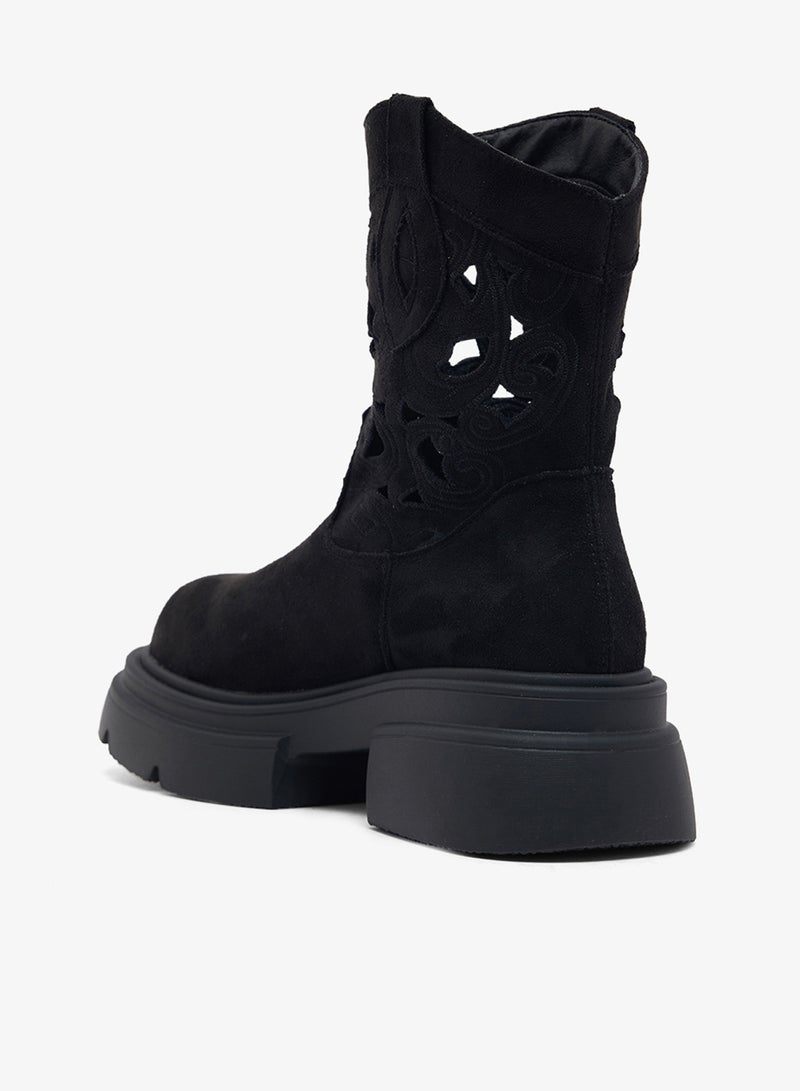 جينجر بوت تشيلسي بكعب عريض مقصوص بالليزر - Image 3