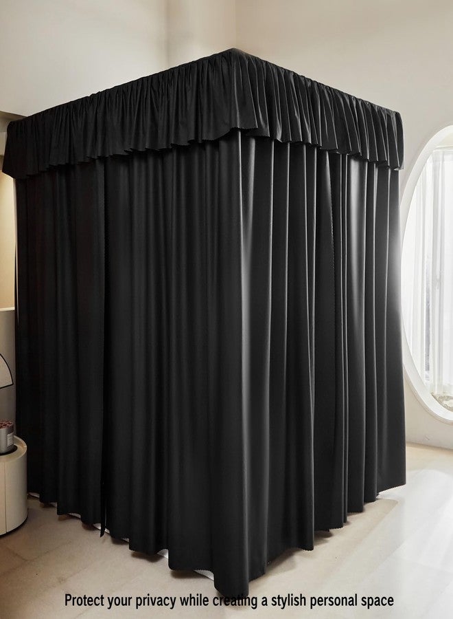 AIKASY Black Thickened Bed Canopy Curtains - Elegant Bedroom Decor for Adults and Girls - Strong Lightproof and Windproof Design(Queen, Black) - Image 5