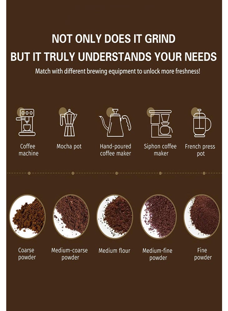 دي إم جي تك مطحنة قهوة كهربائية - محمولة وقابلة للشحن، مع إعدادات قابلة للتعديل، شحن من نوع C، ووعاء قابل للإزالة وفرشاة - للاستخدام في الكافيه والضغط الفرنسي والسكب، المنزل والسفر - Image 3