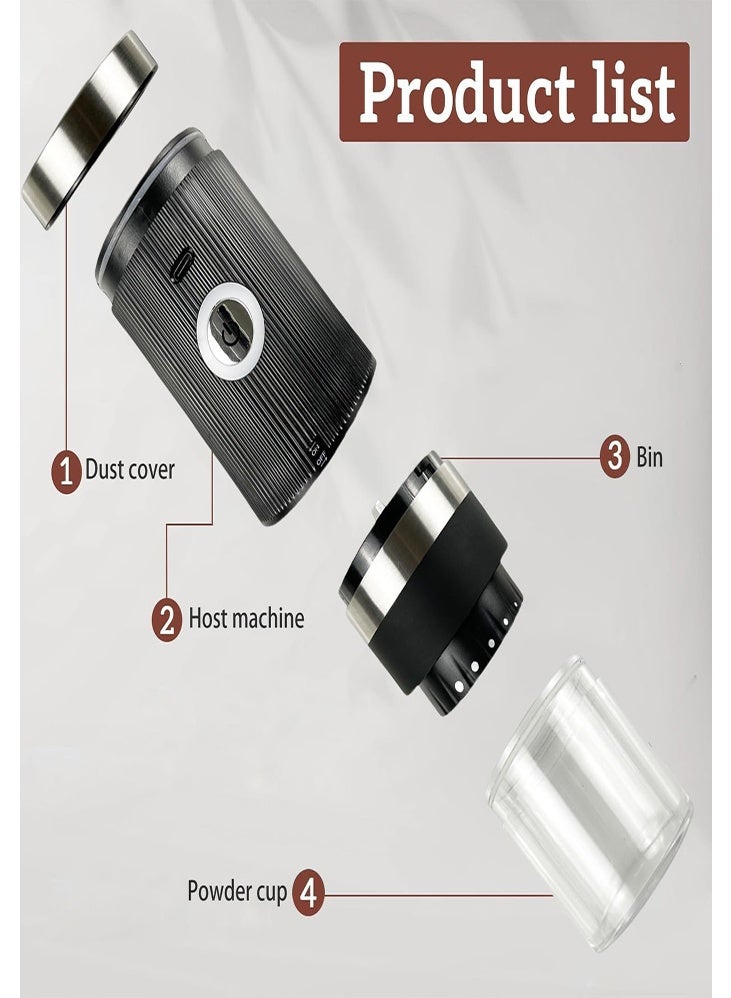 دي إم جي تك مطحنة قهوة كهربائية - محمولة وقابلة للشحن، مع إعدادات قابلة للتعديل، شحن من نوع C، ووعاء قابل للإزالة وفرشاة - للاستخدام في الكافيه والضغط الفرنسي والسكب، المنزل والسفر - Image 4