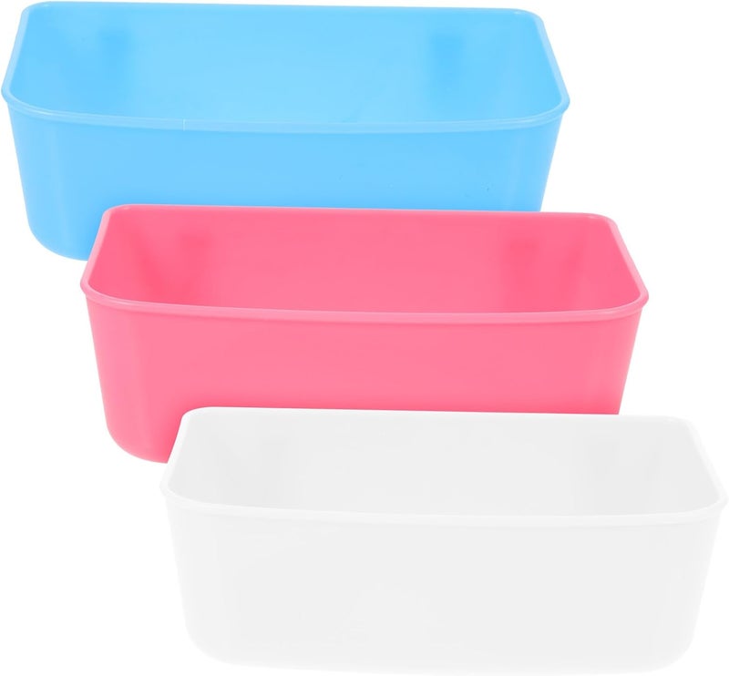 3pcs Parrot Food Feeder Bowls Plastic Bird Food Box with Water Dish Medium Size White Pink Blue for Bird Cage Feeding Supplies - Image 1