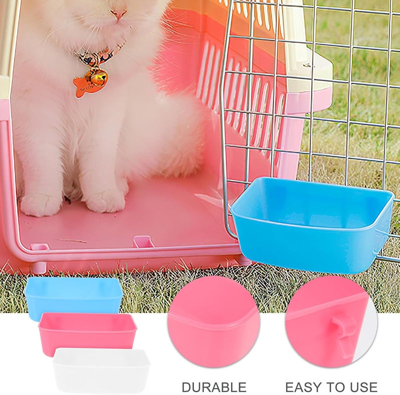3pcs Parrot Food Feeder Bowls Plastic Bird Food Box with Water Dish Medium Size White Pink Blue for Bird Cage Feeding Supplies - Image 3