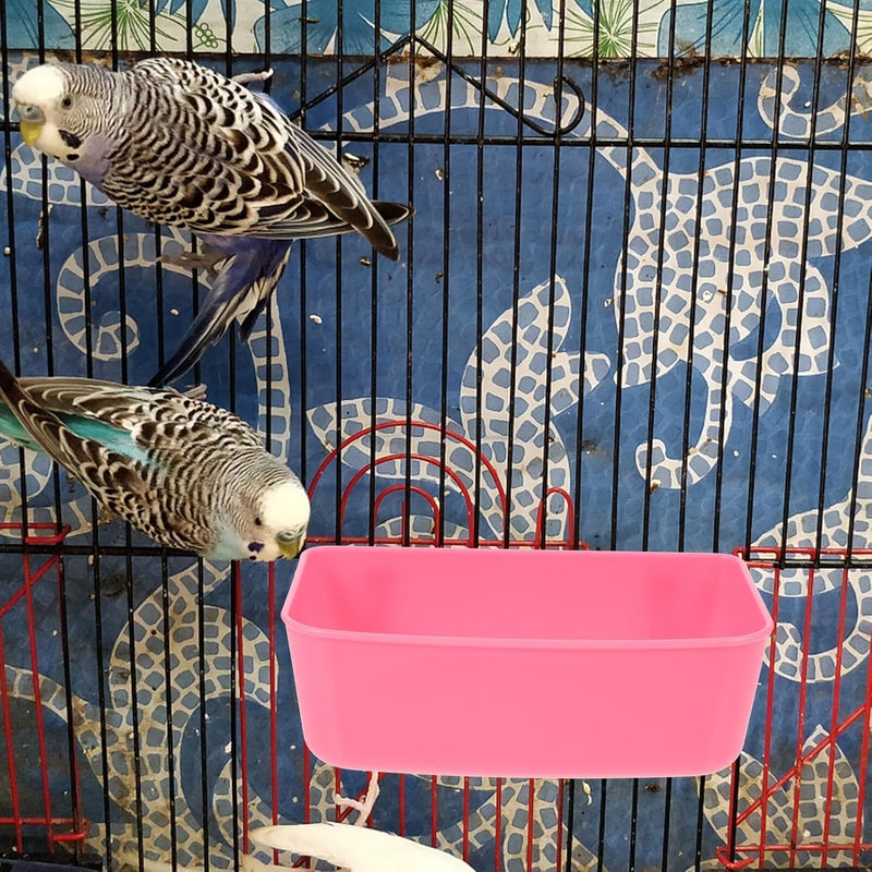 3pcs Parrot Food Feeder Bowls Plastic Bird Food Box with Water Dish Medium Size White Pink Blue for Bird Cage Feeding Supplies - Image 5