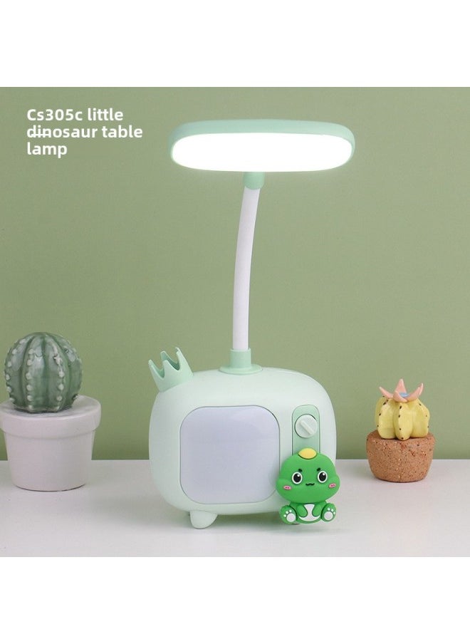 Generic - Adorable Student Desk Lamp LED Eye Protection Reading Writing Light For Dormitory Bedside Small Night Light Charging And Plugging-Color:Small Dinosaur Green Distribution USB Charging Cable-Dimensions:9.5*6.3*22.5 - Image 1