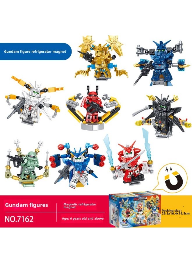 Generic - Senbao Creative Street View 610001-18 World Building Refrigerator Stickers Children Assembled Assembling Puzzle Building Blocks Toys-Color:Lewan 7162(8 Models) Gundam Refrigerator Stickers - Image 1